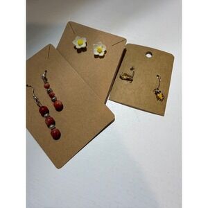 Vintage Earring Set Owls Flower Studs Red Beaded Dangle Boho Cute Jewelry Lot